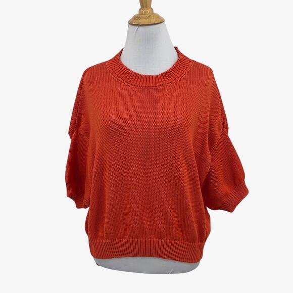 Rita Row Sweaters - Rita Row Sweater Womens M Medium Tangerine Drop Shoulder Short Sleeve Knit Top